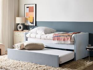 Rozkladacia posteľ svetlomodrá zamatová čalúnená 90 x 200 cm nábytok do spálne