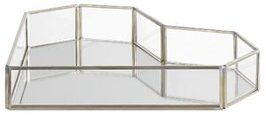 Dekoratívny podnos strieborný oceľ sklo 28 x 20 cm tvar srdca na šperky sviečku moderný glamour štýl doplnky