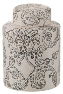 Bielo-čierna porcelánová dóza s vekom a kvetmi Zen Ball – 13*13*19 cm - J-Line by Jolipa