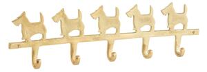 Zlatý kovový vešiak na kabáty so psíkmi Dogs – 57*16*4 cm - J-Line by Jolipa