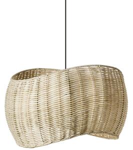 Závesná lampa prírodná ratanové tienidlo železný rám nepravidelný tvar boho štýl osvetlenie