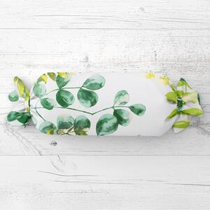 Biante Vankúš valec bonbon Sandra SA-244 Zelený eukalyptus na bielom 15x40 cm