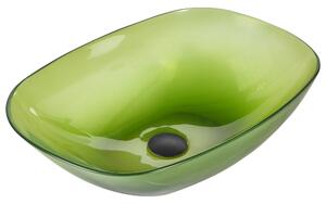 Umývadlo na dosku zelené priehľadné z materiálu solid surface 54 x 36 cm moderná kúpeľňa