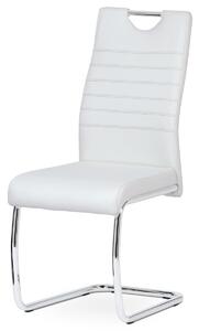 Autronic - jedálenská stolička, koženka biela, chróm - DCL-418 WT