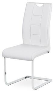 Autronic - jedálenská stolička biela koženka / chróm - DCL-411 WT