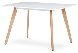 Autronic - Jídelní stůl 120x80x74 cm, MDF, bílý matný lak, masiv buk - DT-313 WT AKCE