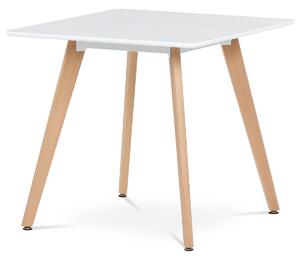 Autronic - Jídelní stůl 80x80x74 cm, MDF, bílý matný lak, masiv buk - DT-312 WT AKCE