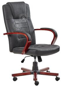 Masážne kreslo čierna koža otočné s kolieskami ergonomické nastaviteľná výška moderný štýl kancelária