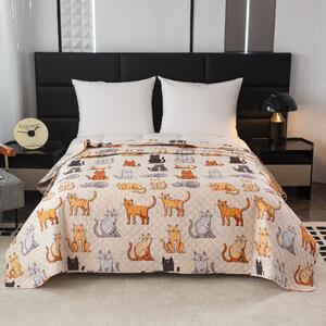 Prehoz na posteľ so vzorom COLORED CATS krémový Rozmer: 220 x 240 cm