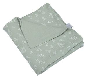 Zelená mušelínová detská deka 75x75 cm – Bébé Douceur