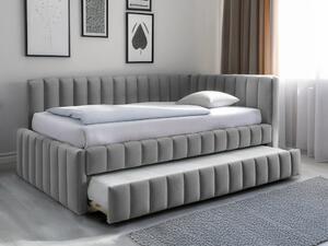 Čalúnená posteľ COMFINO VELVET s prístelkou 120x200 cm sivá