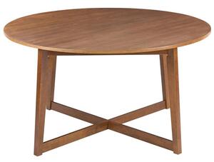 Jedálenský stôl tmavý dub MDF kaučukové drevo ø 120 cm okrúhly retro dizajn obývacia izba jedáleň