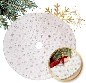 Podložka pod vianočný stromček GOLD STARS 122 cm, biela