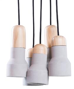 Závesná lampa sivá betónové svietidlo s 5 tienidlami osvetlenie do interiéru industriálny dizajn
