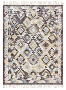 Koberec viacfarebný jutový 160 x 230 cm obdĺžnikový so strapcami ručne tkaný boho štýl obývacia izba spálňa