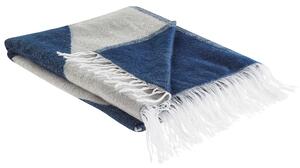 Deka béžová a modrá polyester a akryl 130 x 170 cm dekoratívna prikrývka s motívom ženy