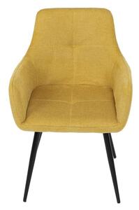 Elegantná stolička jedálenská s podrúčkami potiahnutá v žltej látke (a-226 žltá)
