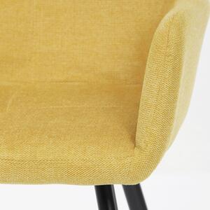 Elegantná stolička jedálenská s podrúčkami potiahnutá v žltej látke (a-226 žltá)