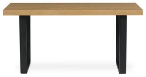 Jedálenský stôl, 160x80x76 cm, MDF doska, dyha dub, kovové nohy (a-514 dub)