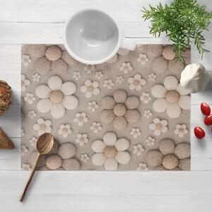 Biante Dekoračné prestieranie na stôl Terra TRA-005 Pletené kvety na sivobéžovom 30x40 cm