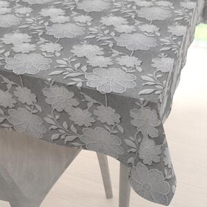 Biante Dekoračný obdĺžnikový obrus Terra TRA-006 Vyšívané biele kvety na zelenosivom 50x100 cm