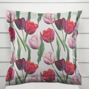 Biante Dekoračná obliečka na vankúš s lemom Terra TRA-001 Tulipány na dymovo sivom 30 x 50 cm