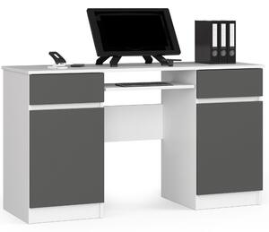 Ak furniture Písací stôl CLP A5 135 cm biely/sivý