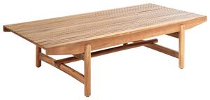 Záhradný konferenčný stolík svetlé akáciové drevo 145 x 79 cm moderný rustikálny štýl exteriér terasa balkón