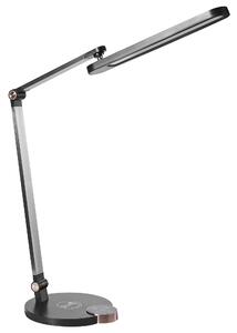 Stolná lampa čierna syntetický materiál 3 režimy teploty svetla plynulý stmievač bezdrôtová nabíjačka nastaviteľné tienidlo kancelária