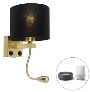 Inteligentné nástenné svietidlo zlaté s USB a čiernym tienidlom vrátane WiFi A60 - Brescia