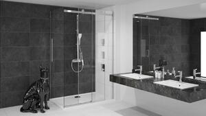 Rea Nixon, sprchovací kút s posuvnými dverami 150(dvere) x 100(stena), ľavý, 8mm číre sklo, chrómový profil, KPL-00437