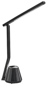 Stolná LED lampa čierna syntetický materiál 3 režimy teploty svetla so stmievačom a držiakom na perá nastaviteľné tienidlo moderná kancelária