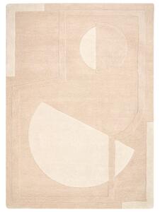 Koberec béžový vlnený obdĺžnikový tvar geometrický vzor 160 x 230 cm moderný štýl obývacia izba