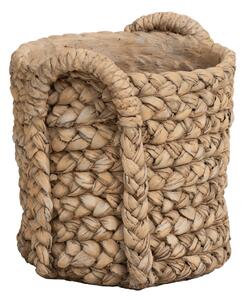 Hnedý cementový kvetináč s pleteným vzorom z listov Leavia - 26*28*27cm - J-Line by Jolipa