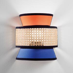 Nástenné svetlo Gazebo, oranžová/modrá/prírodná, 24 cm, látka/rattan, Žltá / oranžová, Obývacia izba / jedáleň, Textil / látka / hodváb