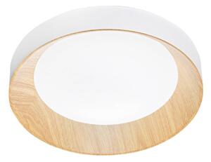 Stropné LED svetlo Arka, Ø 40 cm, biele/drevený vzhľad, kov,, Biela / opálová, Obývacia izba / jedáleň, kov, Moderný, Závesné svietidlo