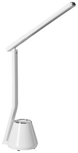 Stolná LED lampa biela syntetický materiál 3 režimy teploty svetla so stmievačom a držiakom na perá nastaviteľné tienidlo moderná kancelária
