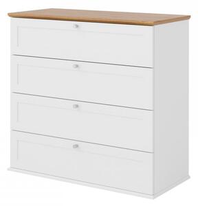 Mirjan24 Zásuvková komoda Fritkit 4SZ, Farby: biela / biela + dub lefkas 5903211327094