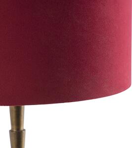Stolová lampa v štýle art deco bronzový zamatový odtieň červená 35 cm - Pisos