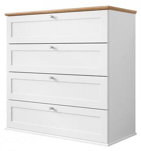 Mirjan24 Zásuvková komoda Fritkit 4SZ, Farby: biela / biela + dub lefkas 5903211327094