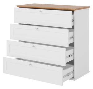 Mirjan24 Zásuvková komoda Fritkit 4SZ, Farby: biela / biela + dub lefkas 5903211327094