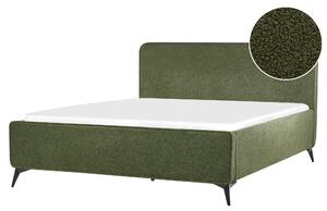 Rám postele s čelom zelené buklé čalúnenie čierne kovové nohy 160 x 200 cm klasický minimalistický štýl spálňa