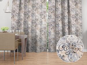 Biante Zamatový záves Tamara TMR-057 Modro-zelený zámocký vzor na krémovom 145x140 cm