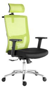 Kancelárska ergonomická stolička Neoseat GRANDINI — sieť / látka, čierna / zelená, nosnosť 150 kg
