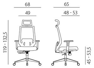 Kancelárska ergonomická stolička EDGE NET — sieť, sivá, nosnosť 150 kg