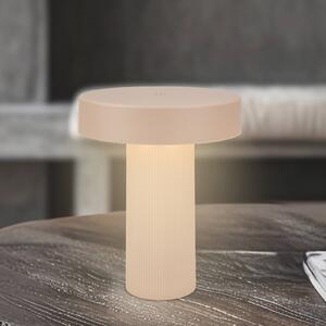 Briloner stolová LED lampa na batérie Bito, béžová/béžová, výška 20 cm, IP44, Obývacia izba / jedáleň, kov, Moderný, Stojacie svietidlo