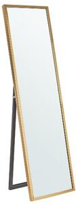 Stojace zrkadlo zlaté obdĺžnikový rám 40 x 140 cm vysoké so stojanom moderný dizajn