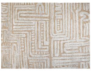Koberec béžová a sivá polyester 300 x 400 cm geometrický vzor moderný minimalistický štýl obývacia izba spálňa