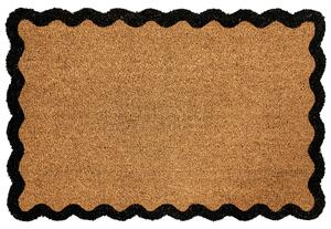 Rohožka prírodná prírodné kokosové vlákno 60 x 90 cm PVC povlak protišmyková jednofarebná rohož vlnitý dizajn do interiéru moderná