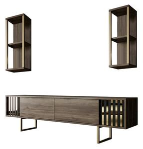 Televízny stolík s policami Linie Walnut and Gold